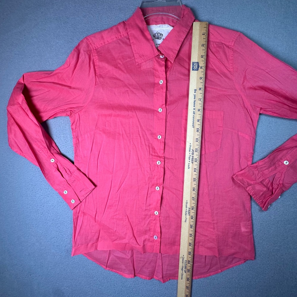 Shirts by Cine Cotton Button Down Shirt Roll Tab Sleeve Small Coral Pink Office - Picture 5 of 10